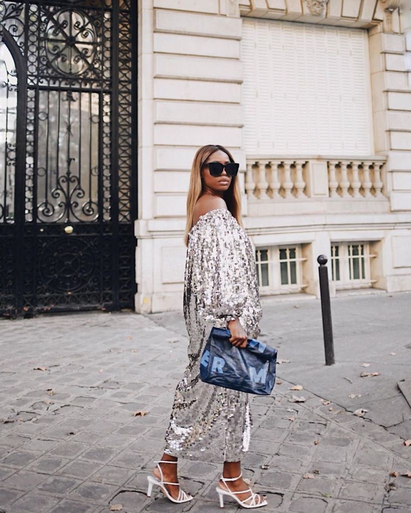 لباس بلند پولکدار نقره ای زنانه ترند