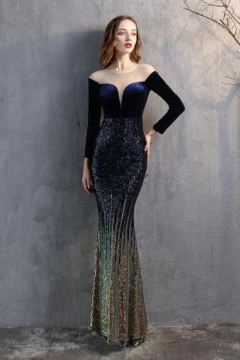 مدل لباس مجلسی استین دار بلند مخمل مشکی