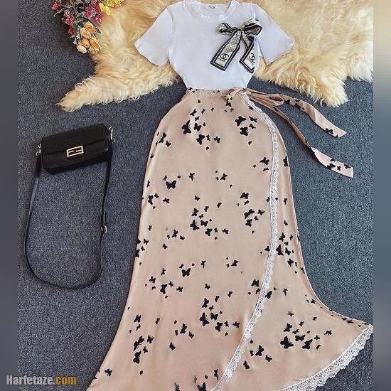 مدل لباس مجلسی حریر دو تکه زنانه لاکچری 2022