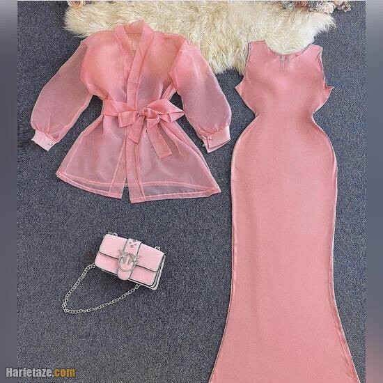 مدل لباس مجلسی حریر زیر و رو بسیار شیک و خوشکل زنانه 2022