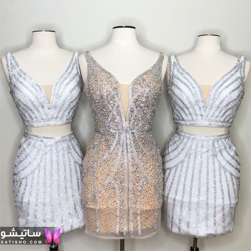 لباس مجلسی کوتاه حریر رنگ روشن عکس مدل لباس مجلسی کوتاه دخترانه حریر
