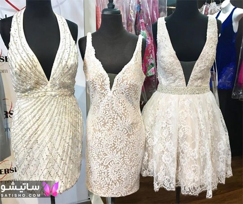 مدل های لباس مجلسی گیپور رنگ سفید مدل لباس مجلسی دخترانه کوتاه بالاتنه گیپور