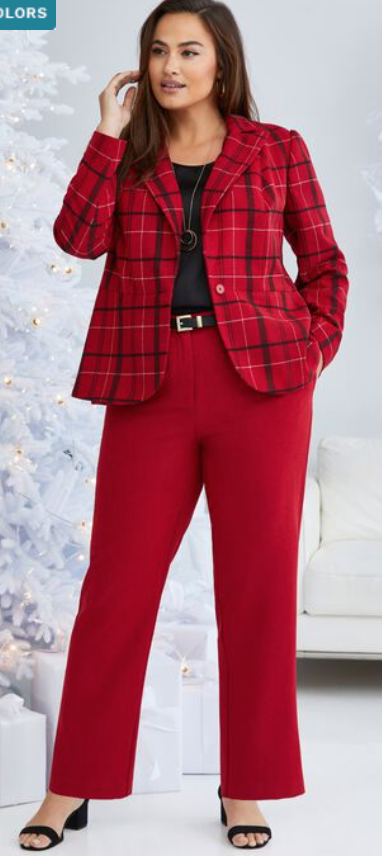 کت و شلوار مجلسی قرمز سایز بزرگ زنانه