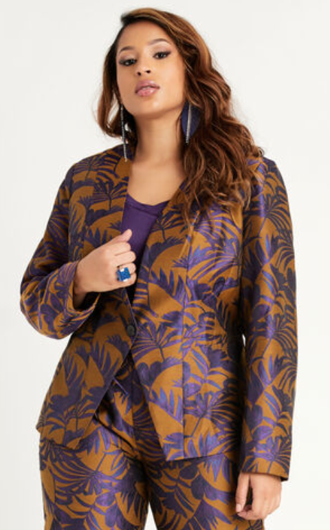 کت و شلوار با گل‌های شکوفه‌دار سایز بزرگ مجلسی زنانه