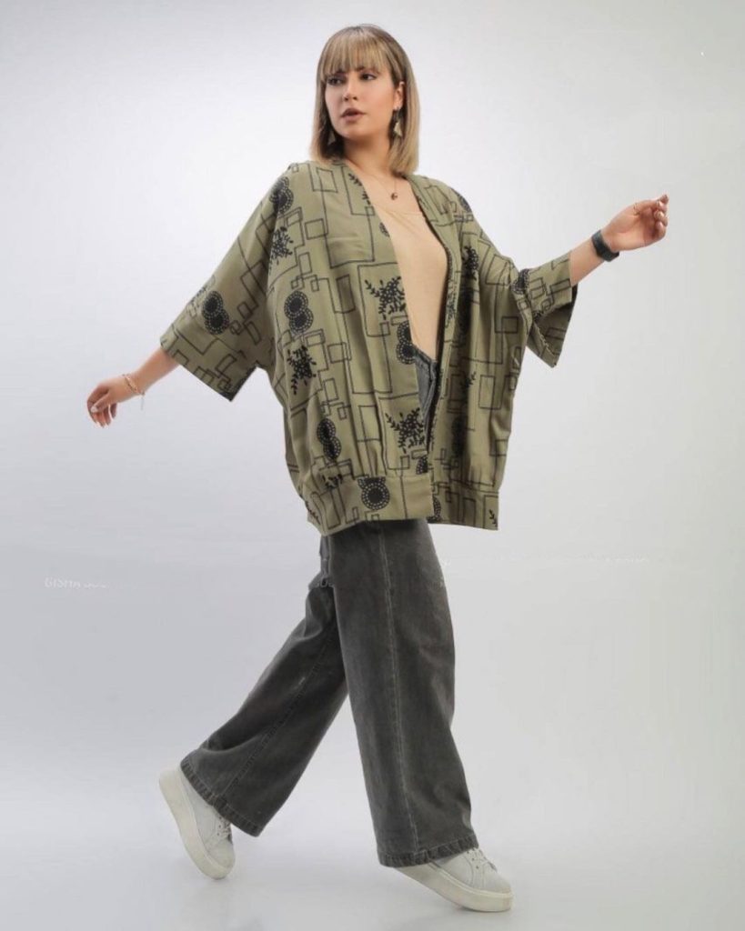 مدل مانتو نخی استین کیمونو