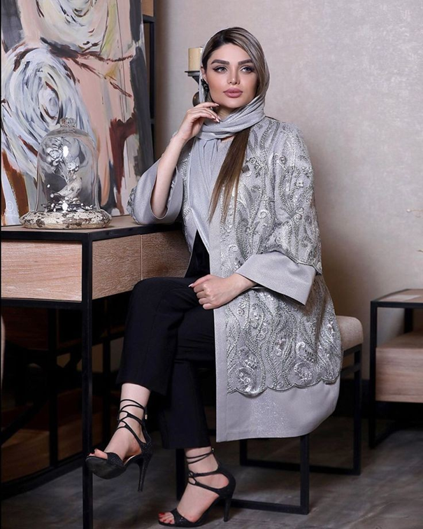 مانتو کتی زیبا و به روز با رنگ طوسی