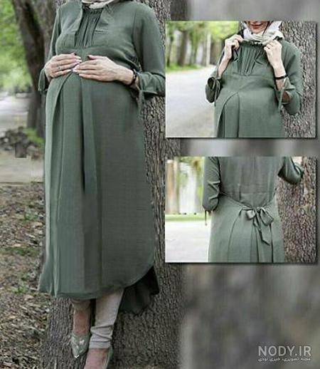 مدل مانتو اداری بارداری بلند و ساده جنس نخی