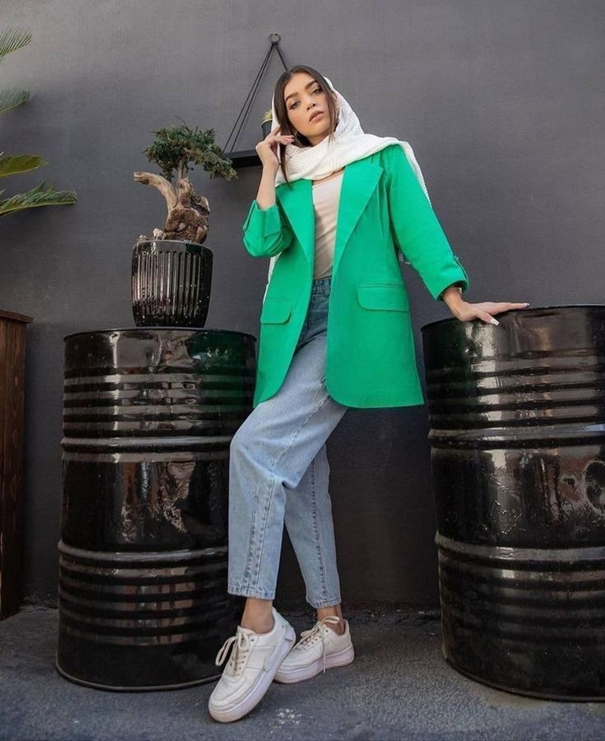 مانتو کتی دخترانه به رنگ سبز سال