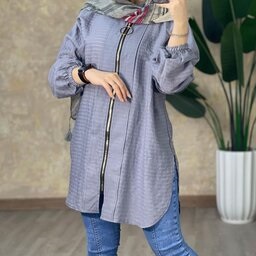 مانتو طرح زیپ از جلو برای تابستان
