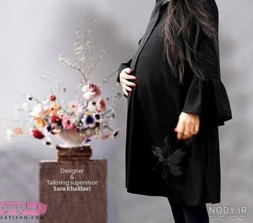 مدل مانتو اداری بارداری رنگ مشکی و ساده