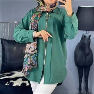 مانتو ابروبادی زیپ دار رنگ سبز زیبا 