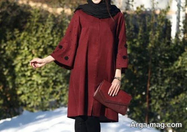 مانتو تابستانه رنگ زرشکی با استایل زیبا 