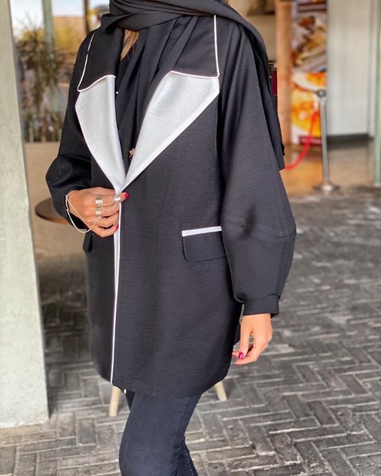 مانتو ژاکارد کژوال دو رنگ کاربردی