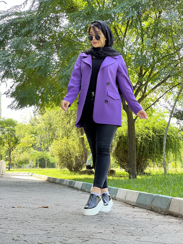 مانتو کتی به رنگ بنفش و دخترانه