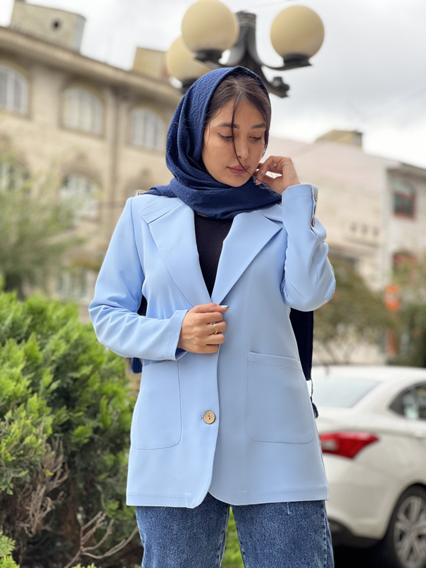 مانتو کتی کوتاه به رنگ آبی و بسیار زیبا