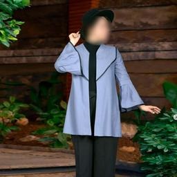 مانتو ابروبادی رنگ آبی با آستین کلوش