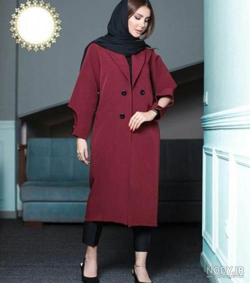 مانتو جدید مزونی شیک رنگ زرشکی 
