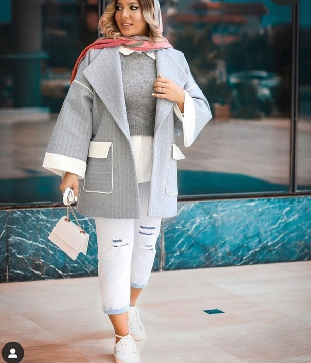 مانتو کتی دخترانه دورنگ بسیار زیبا