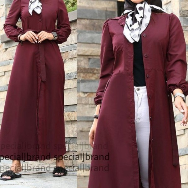 مانتو جدید طرح بلند زنانه رنگ زرشکی 