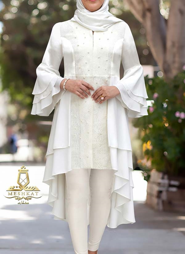 مانتو شیک ژورنالی به رنگ سفید 