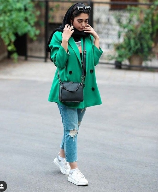 مانتو مزونی کتی به رنگ سبز جذاب