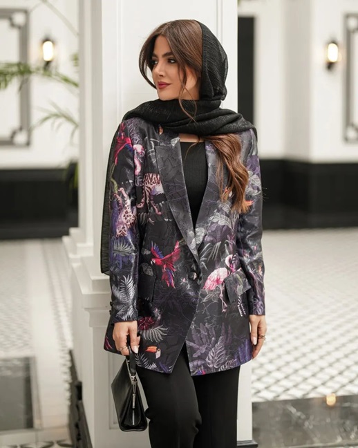 مانتو کتی مجلسی طرح دار تک دکمه