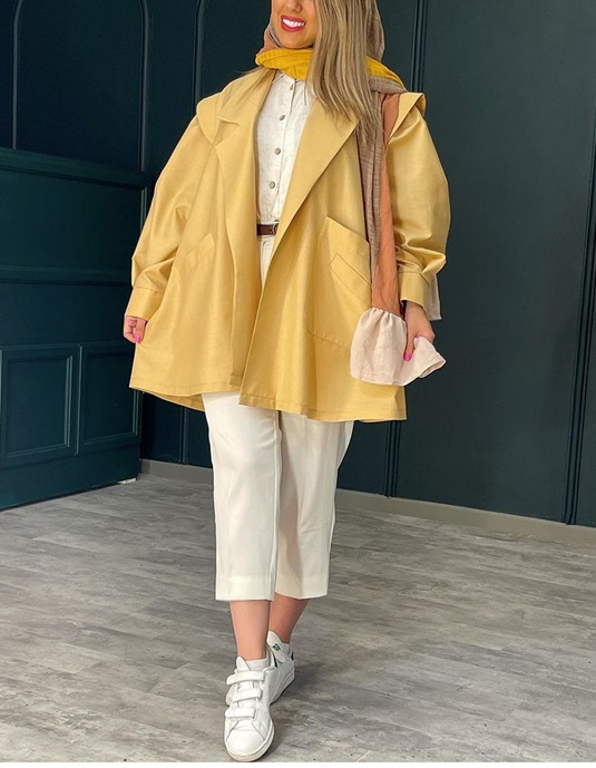 کت ژاکارد آستین مچی