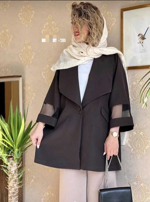 کت ژاکارد مشکی یا دکمه و تور