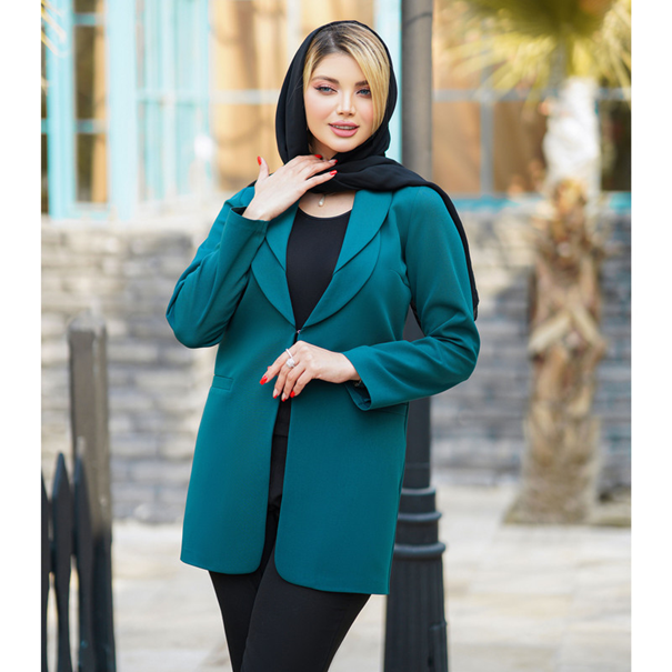 مانتو کتی سبز رنگ جذاب طرح جدید