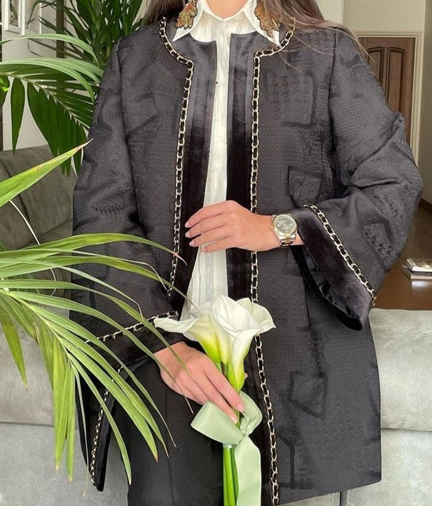 مانتو کتی جدید با خرجکار زنجیر و مشکی