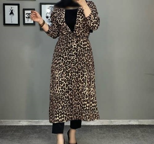 مانتو پلنگی جلو باز و بلند بسیار شیک و به روز