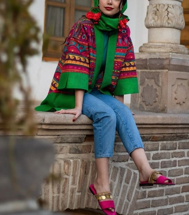 مانتو کتی طرح سنتی به رنگ سبز بسیار زیبا