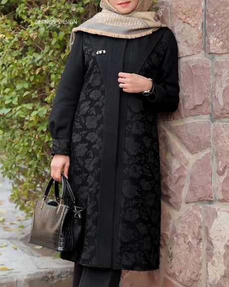 مانتو مجلسی بلند و مشکی با دکمه