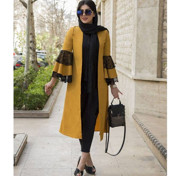 مانتو ابروبادی طرح جدید با آستین کلوش 