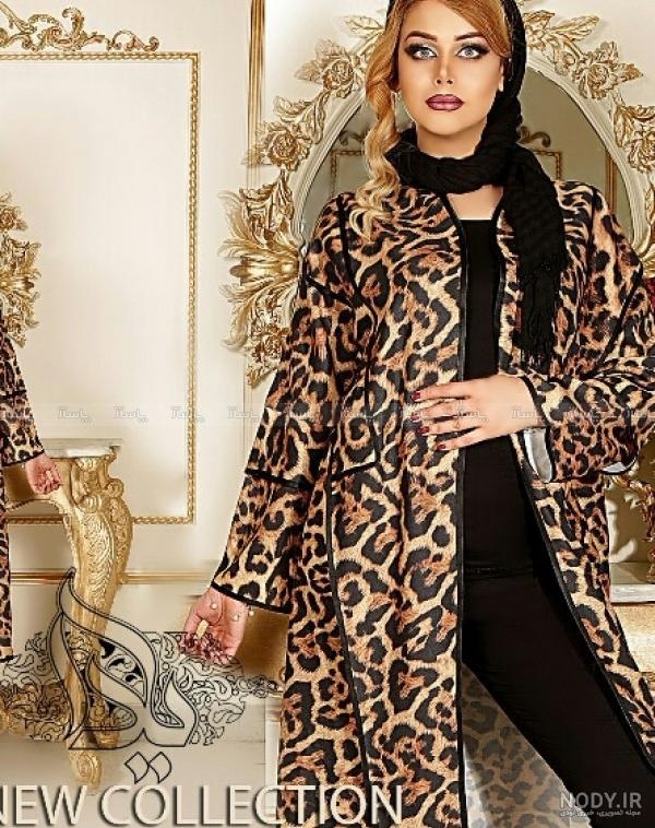 مانتو پلنگی جلو باز